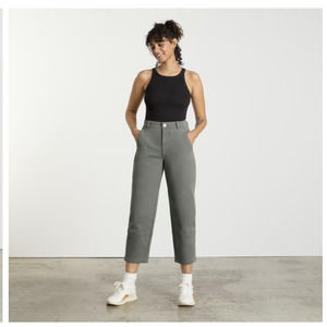 Everlane Utility Barrel Pant Size 4 Pewter Green Relaxed Ankle Length High Waist